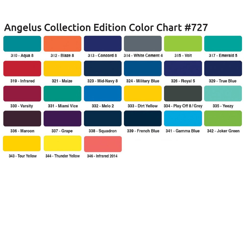 Angelus suede dye color chart on sale